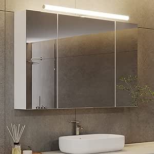 Vonios kambario spintelė su veidrodžiu ir LED apšvietimu "Dictac", su defektu